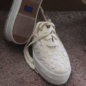 flower with lace tennis shoes . BRAND NEW .
